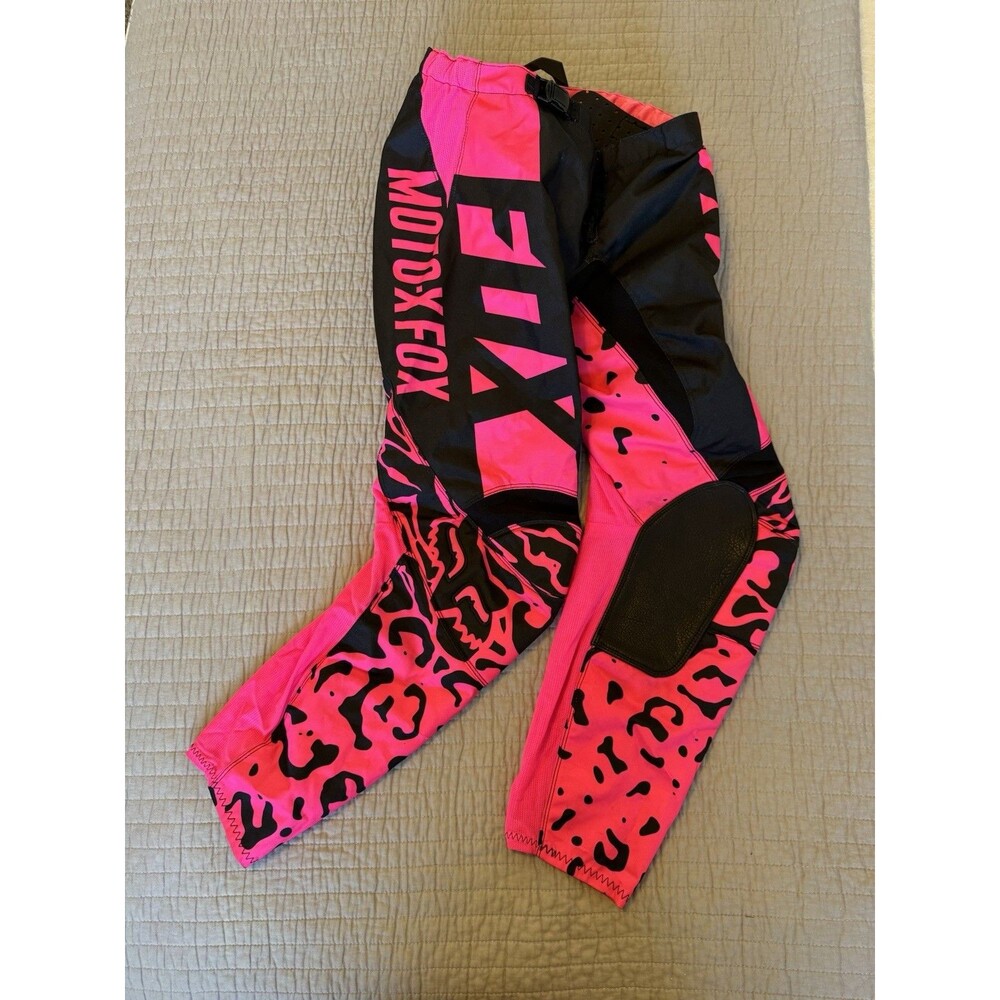 FOX Racing Motocross Pants Wmns/jr Size 7/8 NWOT Black/Hot Pink Cheetah Print